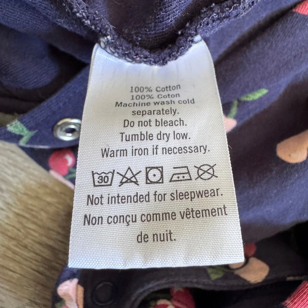 Janie and Jack Girls Navy Blue Cherry Print Ruffle Romper 18-24 Months